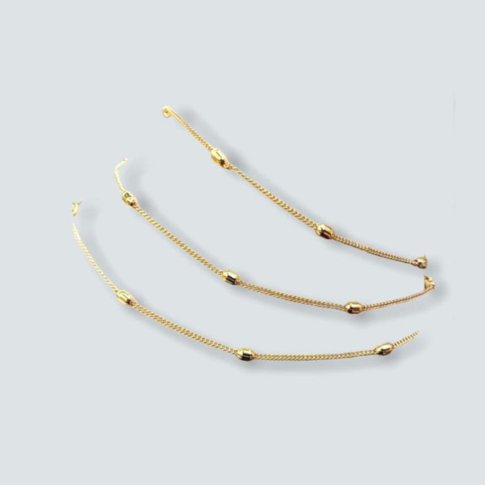 Dotted triple chains anklet 18k of gold plated anklet