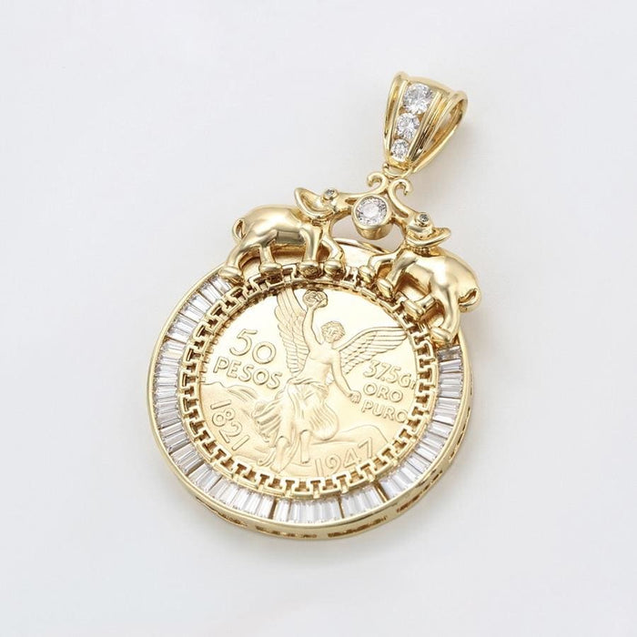 Elephants bezel top 50 pesos angel mexican 2.5’ centenario charm charms & pendants