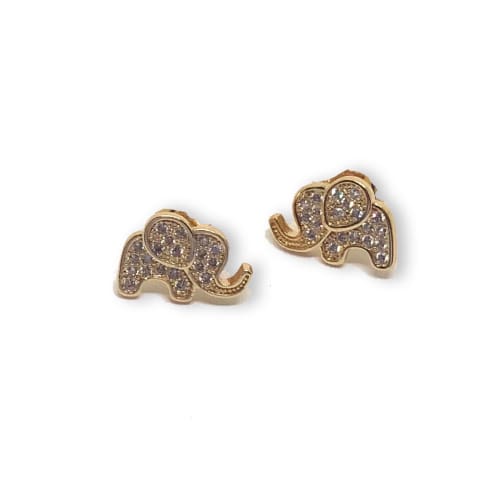 Elephants cz studs earrings 18kts of gold plated earrings