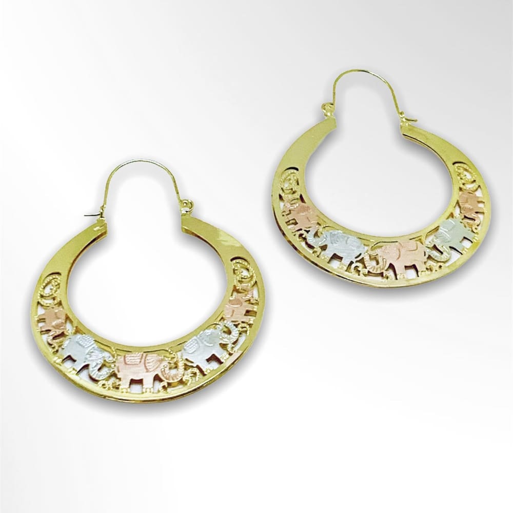 Elephants hoop earrings gold plated earrings