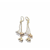 Elephants three tone earrings 18kts of gold plated earrings