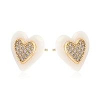 Enamel heart cz earrings 18kts of gold plated earrings