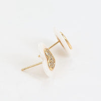 Enamel heart cz earrings 18kts of gold plated earrings