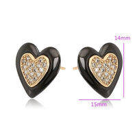 Enamel heart cz earrings 18kts of gold plated earrings