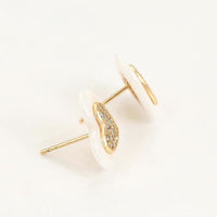 Enamel heart cz earrings 18kts of gold plated earrings