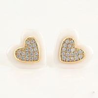 Enamel heart cz earrings 18kts of gold plated earrings