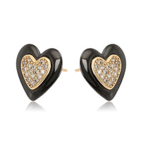 Enamel heart cz earrings 18kts of gold plated earrings