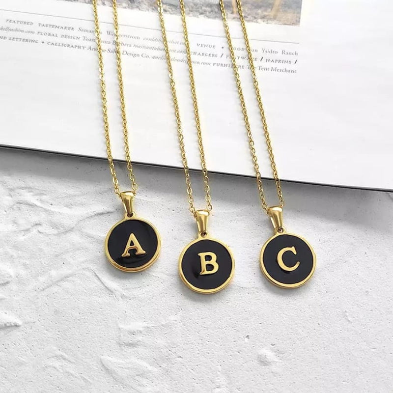 Enamel letter charm - necklace 18kts gold plated charms