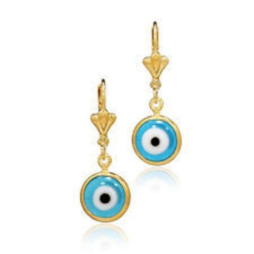 Evil eyes lever back earrings 18kts gold plated earrings