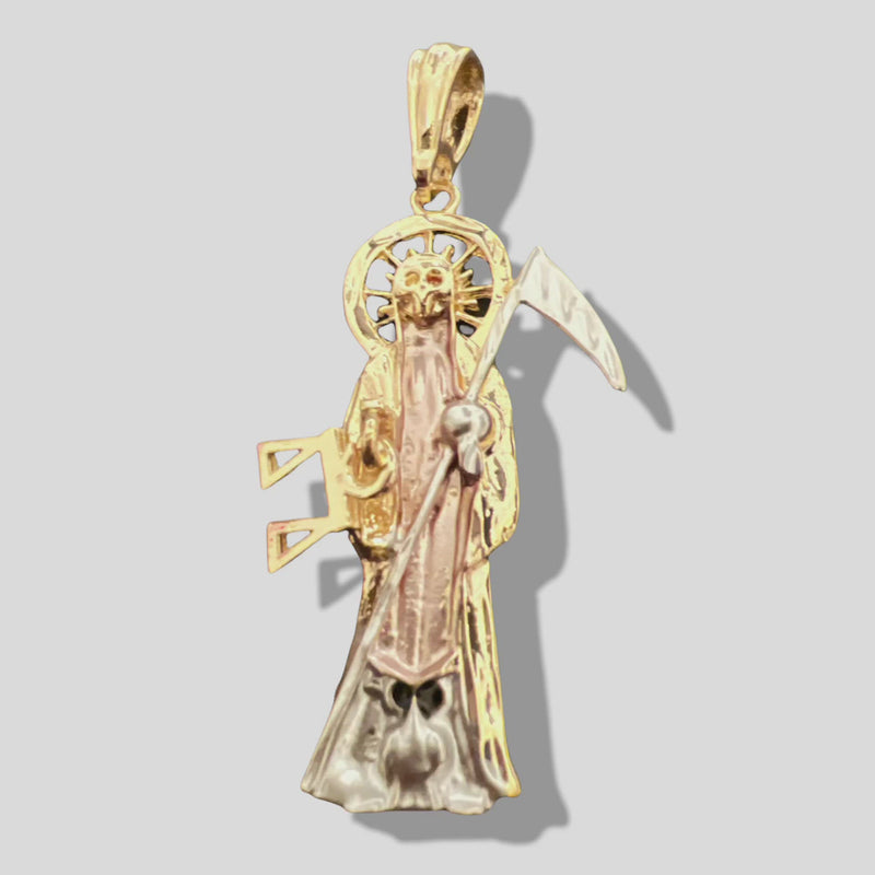 Grim reaper santa muerte pendant in 18k of gold layering