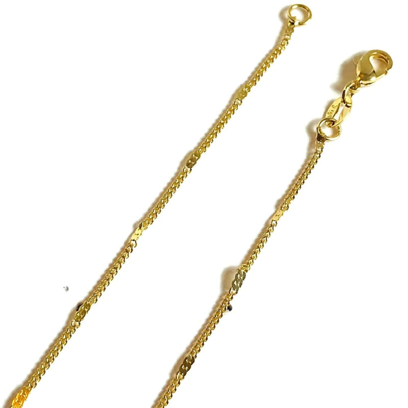 Flat curb 1mm 18k gold plated chain chains