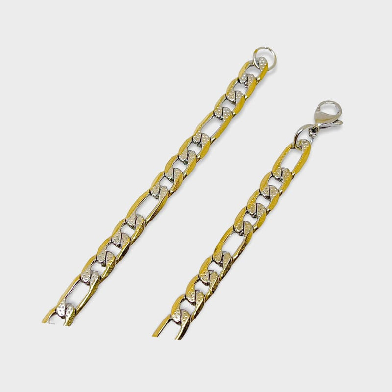 Flat figaro stainless steel and gold plated 6.5mm chain chains