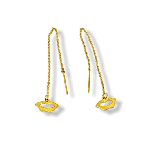 Golden lips threaders gold plated earrings earrings