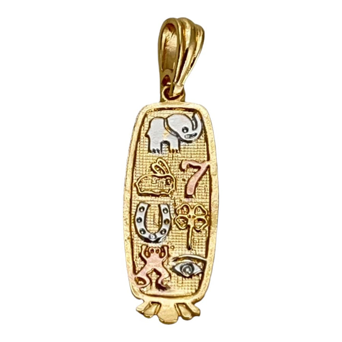 Good luck rectangular shape pendant 8kts of gold plated charms