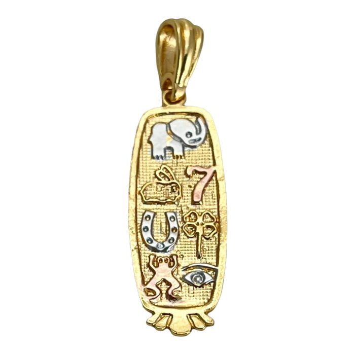 Good luck rectangular shape pendant 8kts of gold plated charms