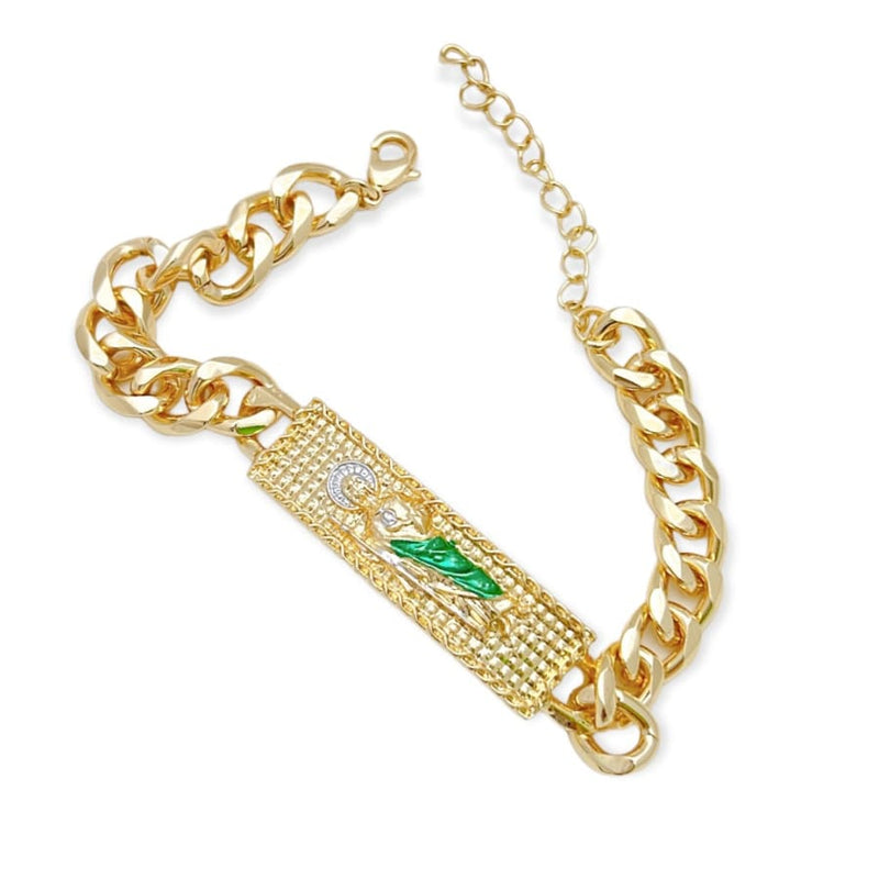 Green rope san judas cuban links bracelet in 18kts of gold plated bracelets