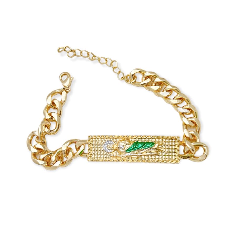 Green rope san judas cuban links bracelet in 18kts of gold plated bracelets