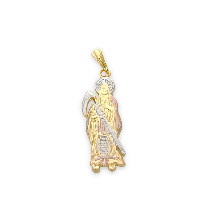 Grim reaper santa muerte bust pendant in 18k of gold layering charms & pendants