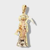 Grim reaper santa muerte pendant in 18k of gold layering charms & pendants