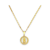 Guadalupe cz round 18k of gold plated chains