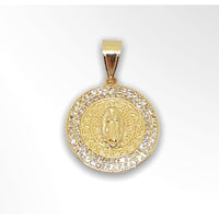 Guadalupe pendant of gold plated charms