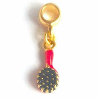 Hair brush european bead charm 18kt of gold plated charms