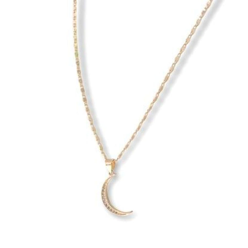 Half moon necklace 18k of gold plated chain chains