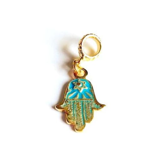 Hamsa fatima’s hand european bead charm 18kt of gold plated charms