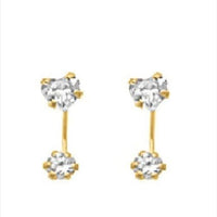 Heart curb threader backs post studs earrings in solid gold earrings