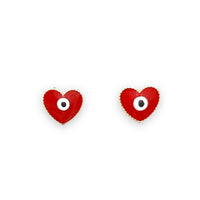 Heart shape red evil eye earrings studs 18k of gold plated earrings