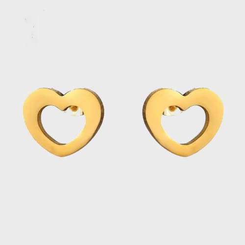 Heart studs gold plated stainless steel earrings earrings