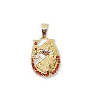 Horse pendant red stones in 18kts of gold plated charms