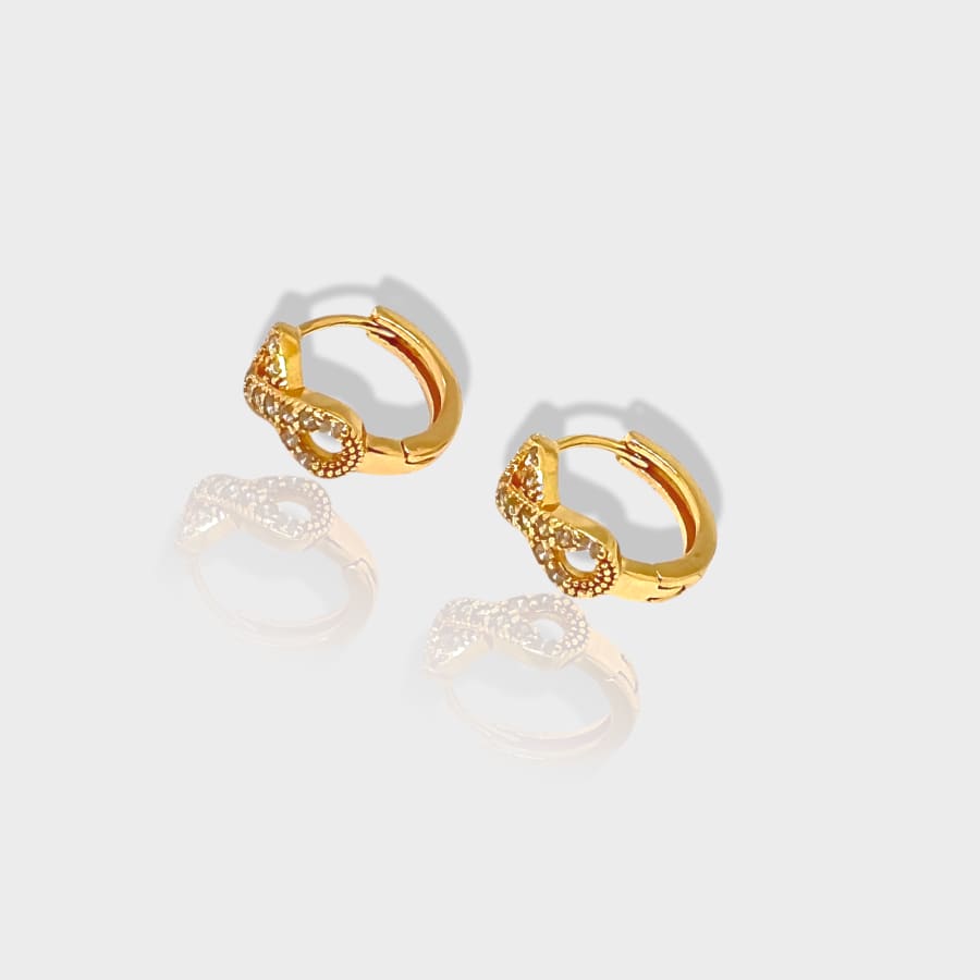 Infinity cz huggies earrings in 18k of gold plated earrings