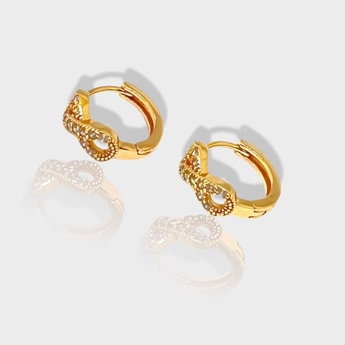 Infinity cz huggies earrings in 18k of gold plated earrings