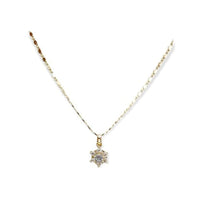 Iza hexagon clear stones pendant necklace in 18k of gold plated chains