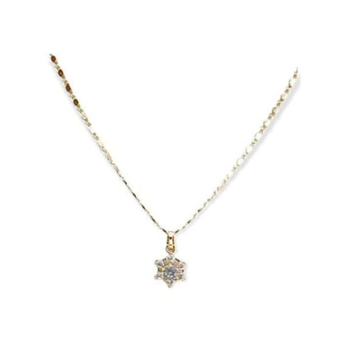 Iza hexagon clear stones pendant necklace in 18k of gold plated chains