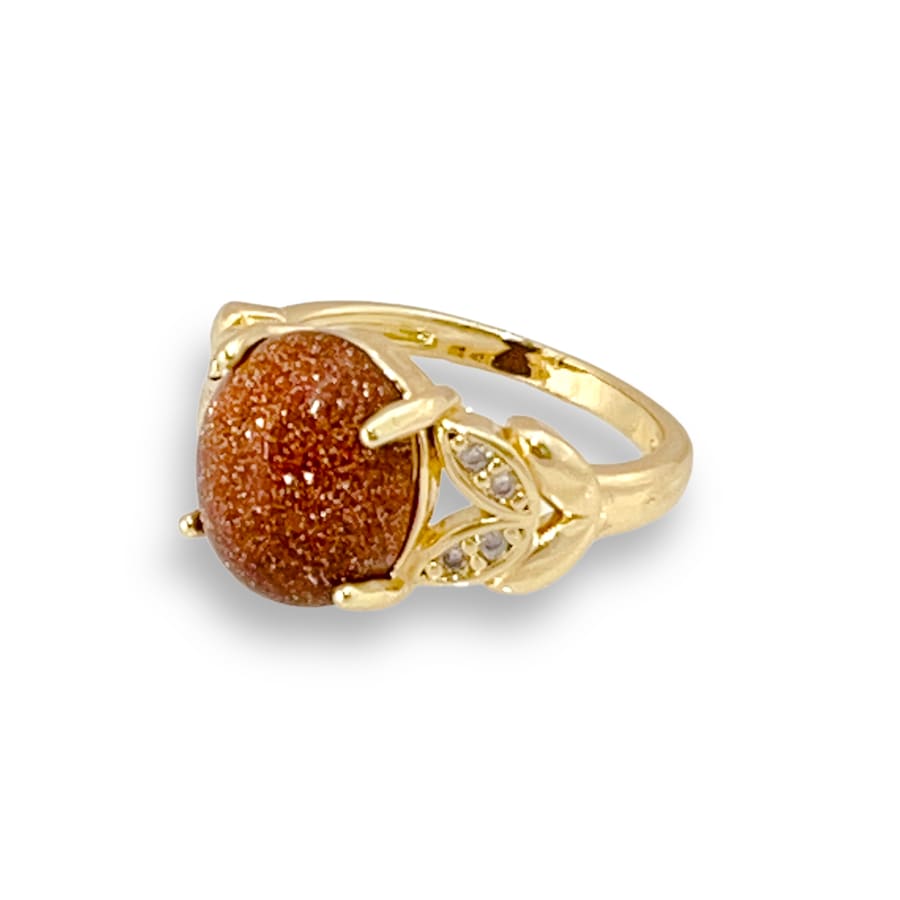 Jasper stone with butterflies sides ring in 18k of gold plated rings