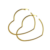 Jenny’s heart 6.6cm diameter thin hoops earrings in 18k of gold plated earrings