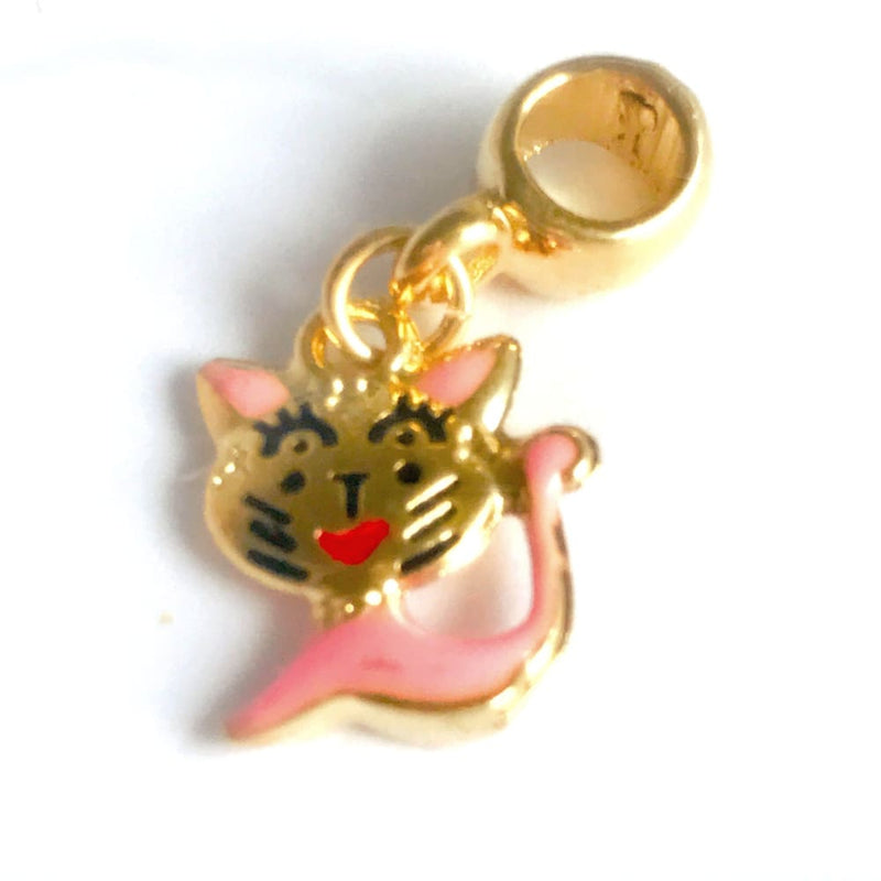 Kitten european bead charm 18kt of gold plated charms