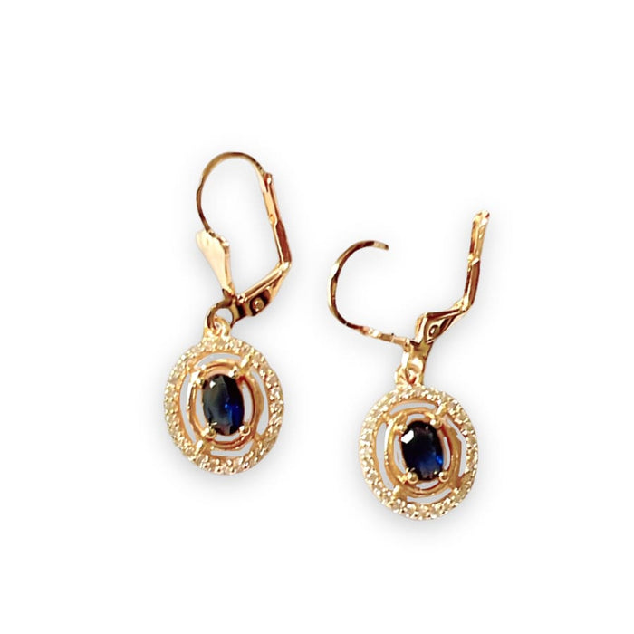 Liam deep blue stone lever-back 18k of gold plated earrings earrings