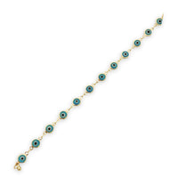 Light blue evil eye 18kts of gold plated bracelet blue evil eye link bracelets