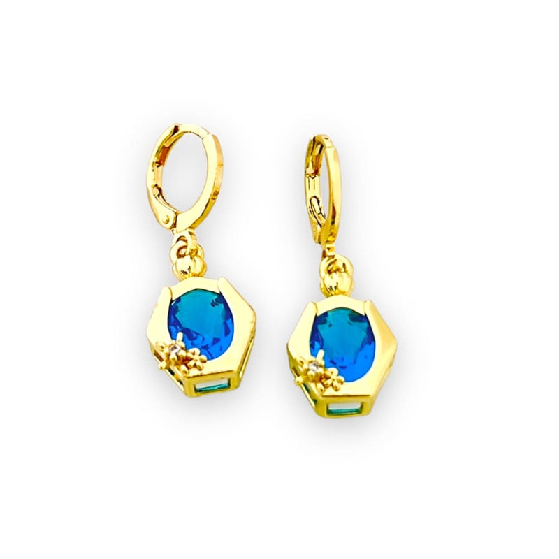 Lightblue oval shape cz butterfly goldfilled earrings