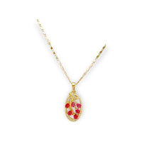 Lina pink cz oval necklace in 18k of gold plated necklace