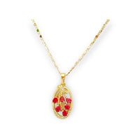 Lina pink cz oval necklace in 18k of gold plated necklace