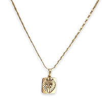 Lion with clear stones rectangular pendant necklace in 18k of gold plated chains