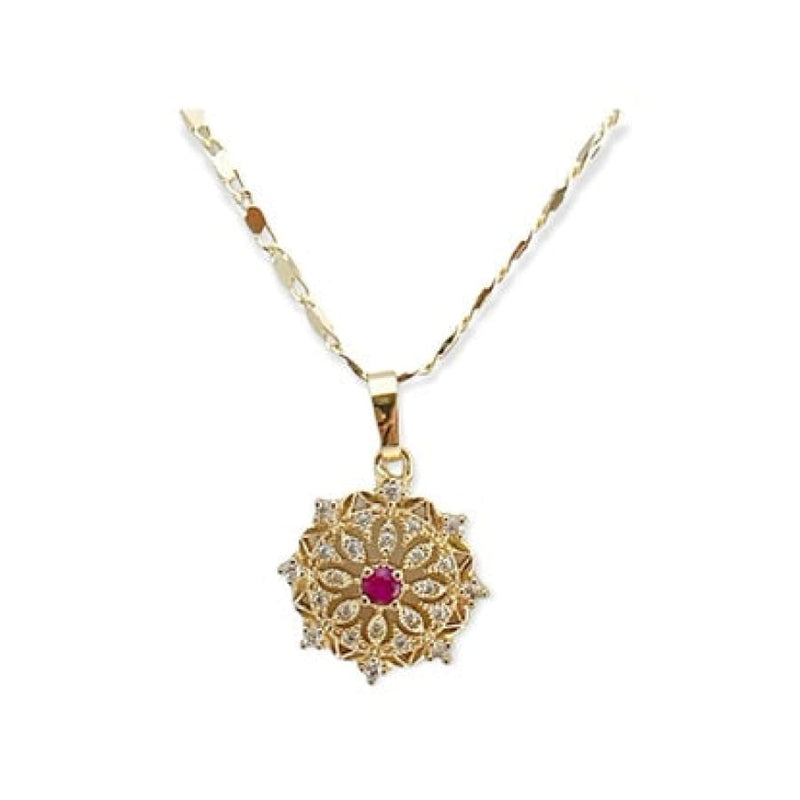 Liz pink stones necklace in 18k of gold plated chains