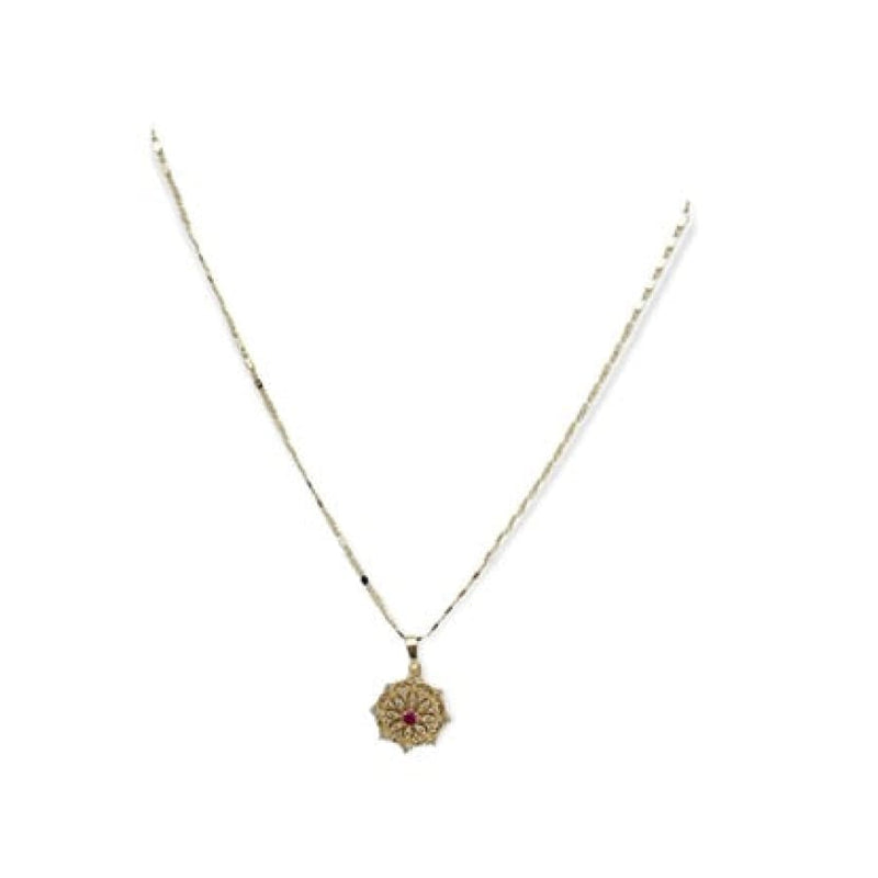 Liz pink stones necklace in 18k of gold plated chains