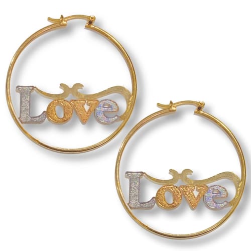 Love 18kts of gold plated earrings hoop 40mm / 3colors earrings