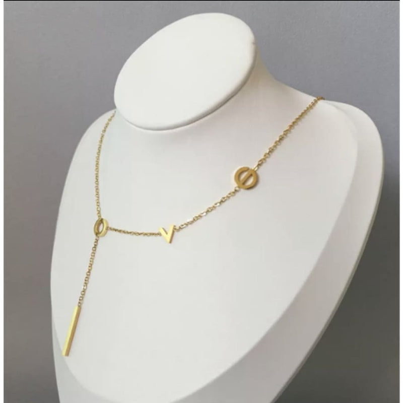 Love spelled necklace in 18k of gold plated chains