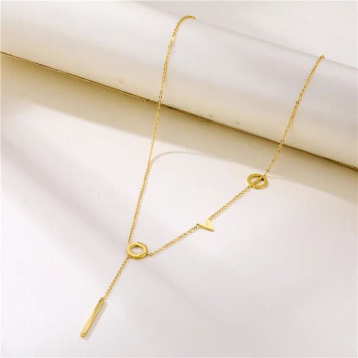 Love spelled necklace in 18k of gold plated chains